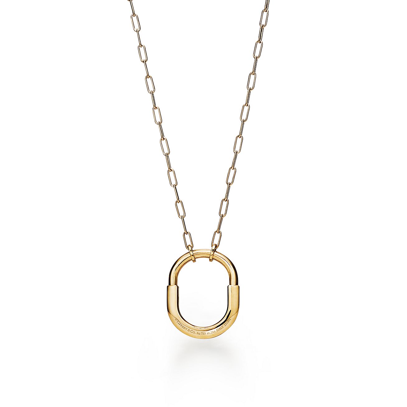 18K T Lock Pendant Pave Diamonds Necklace