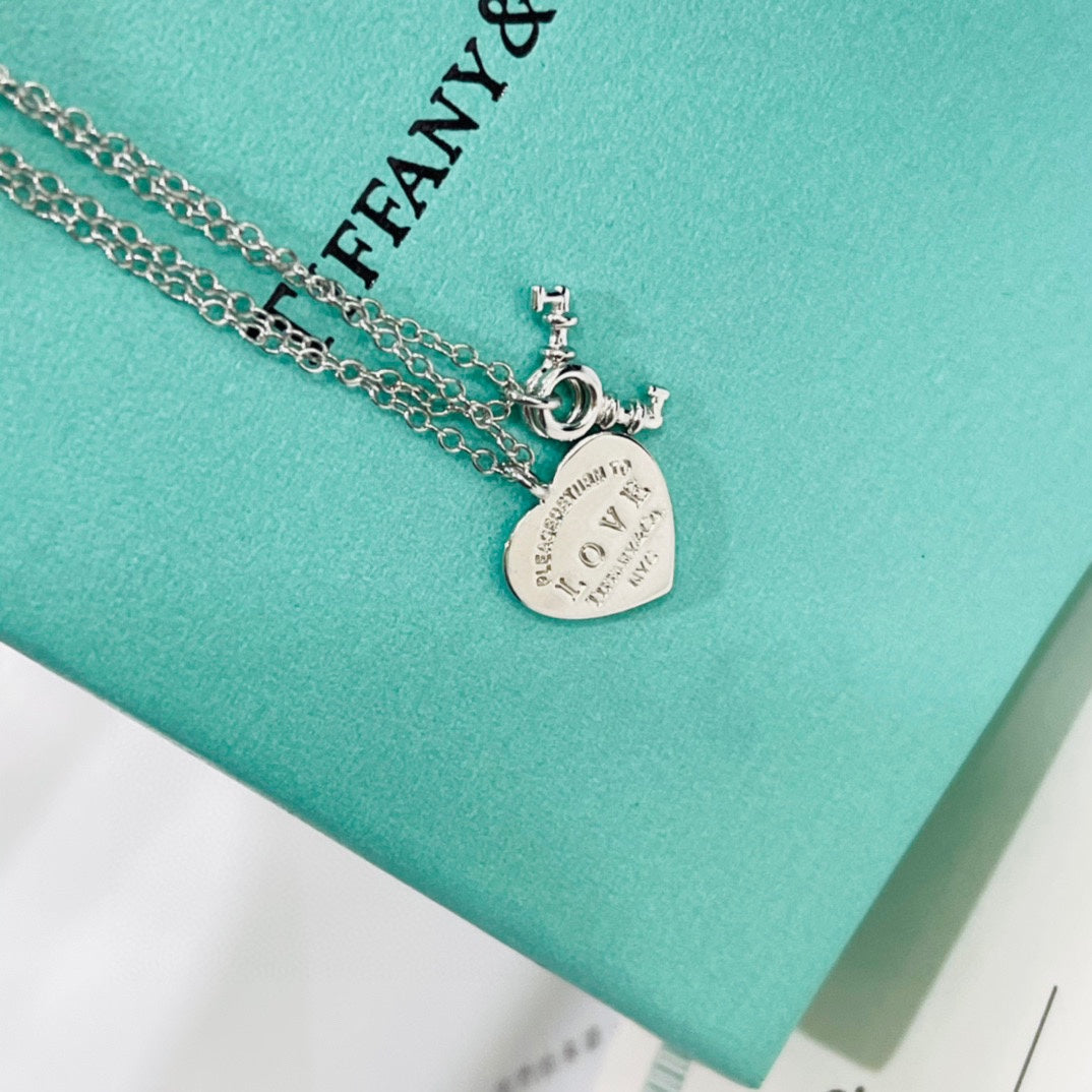 18K T Heart Tag Key Bracelet