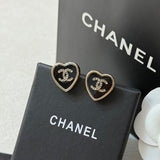 18K CC Black Heart Gold Earrings