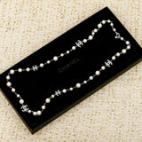 18K CC White Gold Long Pearl Necklace