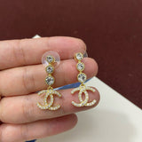 18K CC Diamond Drop Pendant Earrings