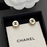 18K CC Black & Pink Gold Button Earrings