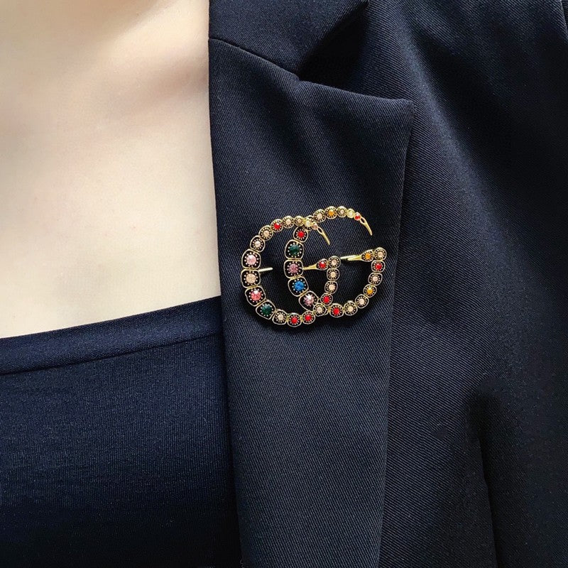 18K GG Color Crystal Brooch