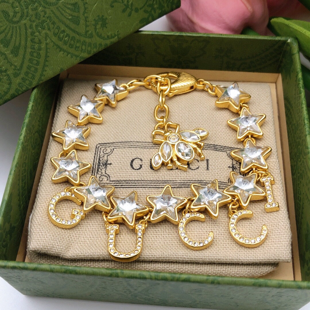 18K GG Script Crystals Bracelet