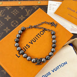 18K Louis Monogram Pearls Black Bracelet