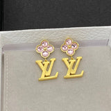 18K Louis Purple Crystal Flower Earrings