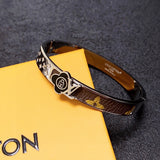 18K Louis Leather Lock Bracelet