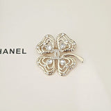 18K CC Clover Leaf Diamond Brooch