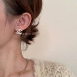 18K CC Relief Gold Earrings