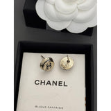 18K CC Black & Pink Gold Button Earrings