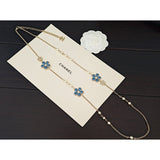 18K CC Blue Flower Long Necklace