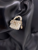18K CC Small Bag Pearl Earrings