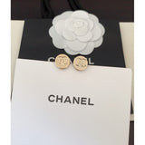 18K CC Gold Button Earrings
