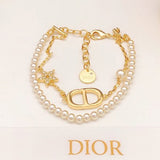 18K CD Pearls Gold Chain Bracelet
