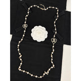 18K CC Heart Long Pearl Necklace