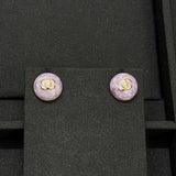 18K CC Purple Resin Gold Earrings