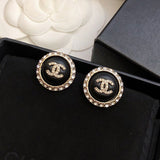 18K CC Black Gold Diamond Earrings