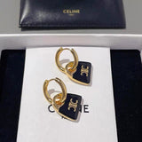 18K CE Black Bag Gold Earrings