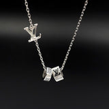 18K Louis Damier Rings Pendant Necklace