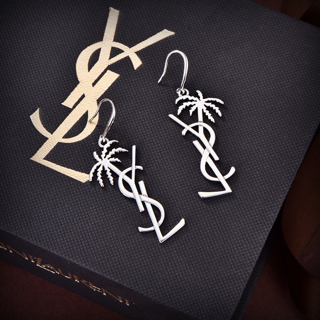 18K Saint Monogram Palmier Statement Earrings