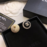 18K CC Black Gold Diamond Earrings