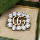 18K GG Crystal Square Brooch