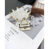 18K CC White Bag Brooch