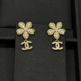 18K CC Twist Gold Diamond Earrings