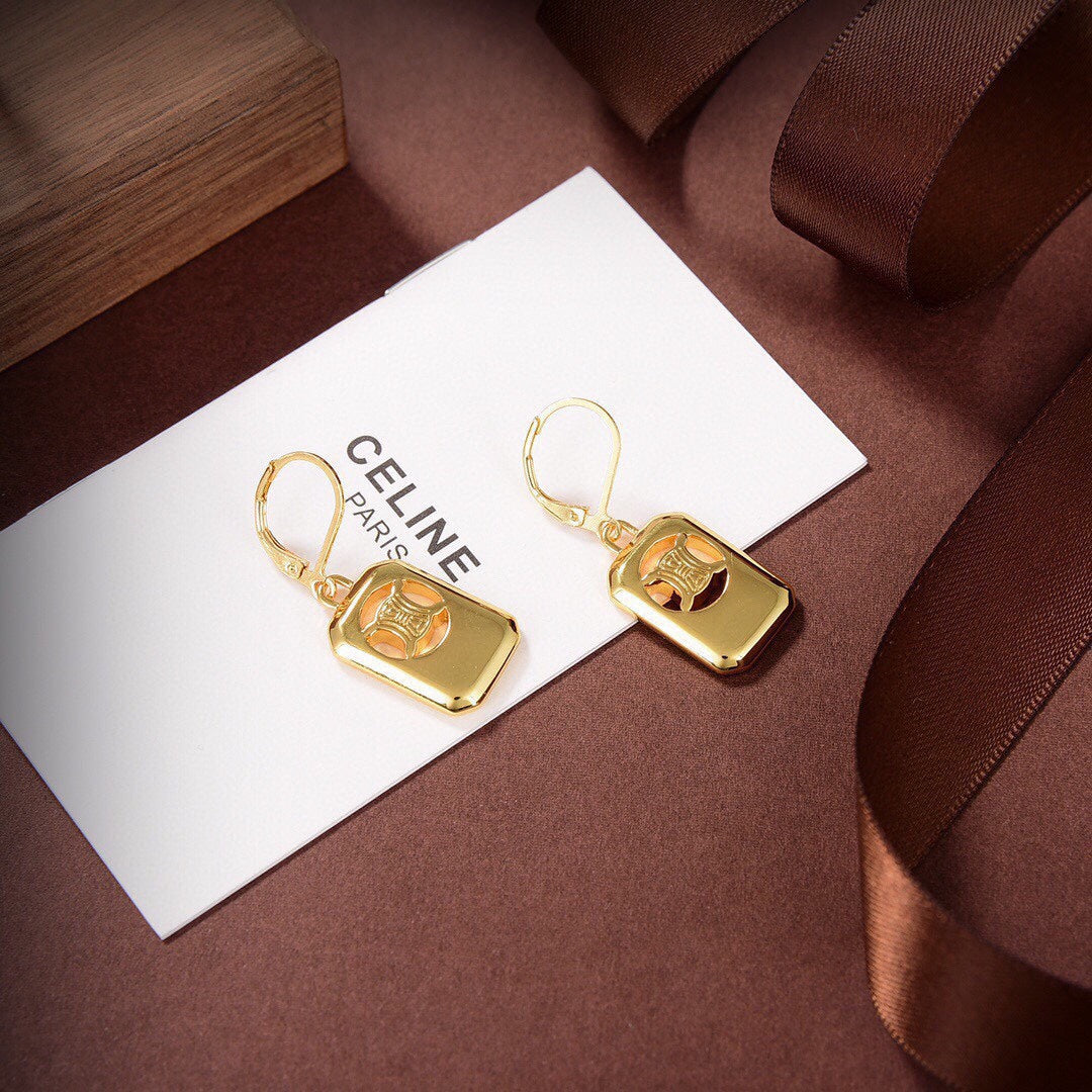 18K Triomphe Square Hoops Earrings