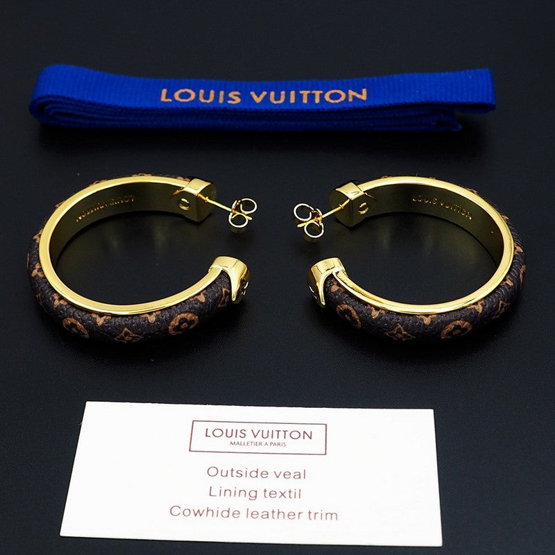 18K Louis Monogram Hoop Earrings