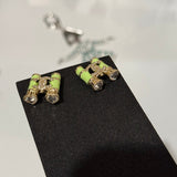 18K CC 26C Green Telescope Gold Earrings
