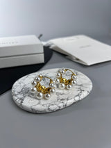 18K Triomphe Two-Rows Pearl Earrings