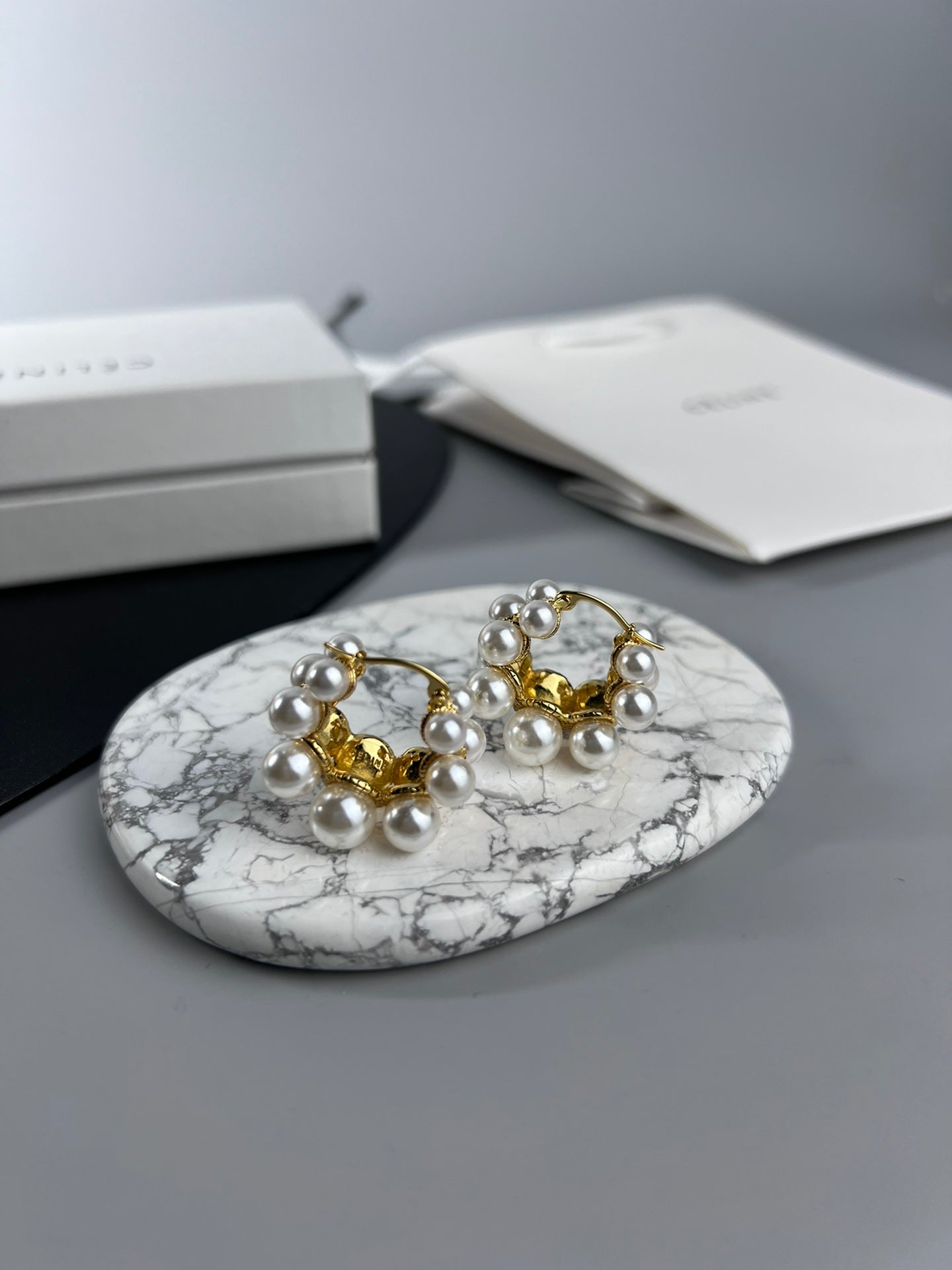 18K Triomphe Two-Rows Pearl Earrings