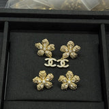 18K CC Twist Gold Diamond Earrings