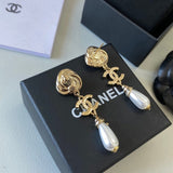 18K CC Camellia Diamond Earrings