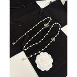 18K CC Heart Long Pearl Necklace