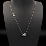 18K Louis Damier Rings Pendant Necklace