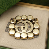 18K GG Crystal Square Brooch