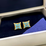 18K Louis Blue Color Blossom BB Star Earrings