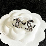 18K CC Vintage Flower Gold Earrings